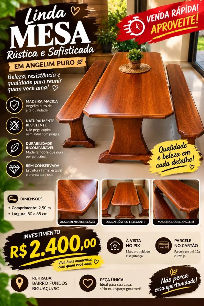 Vendo mesa de angelim puro 