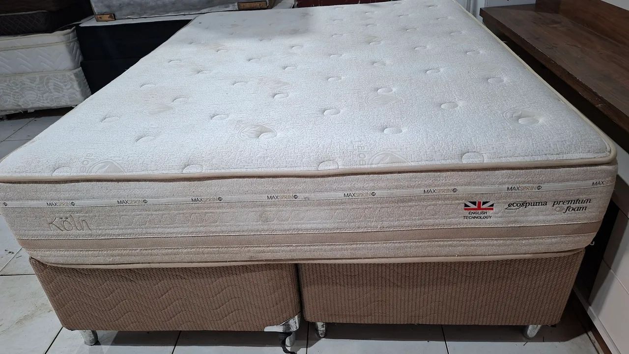 Cama box Queen size colchão herval molas ensacadas bambu  - Foto 3