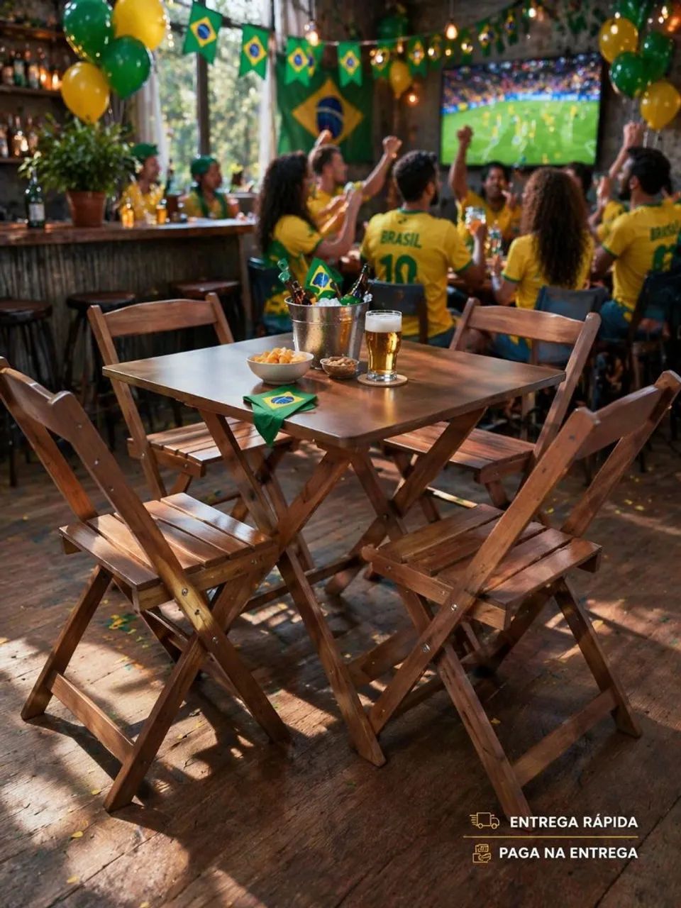 Jogo de mesa 70x70 com 4 cadeiras para comércio  - Foto 2