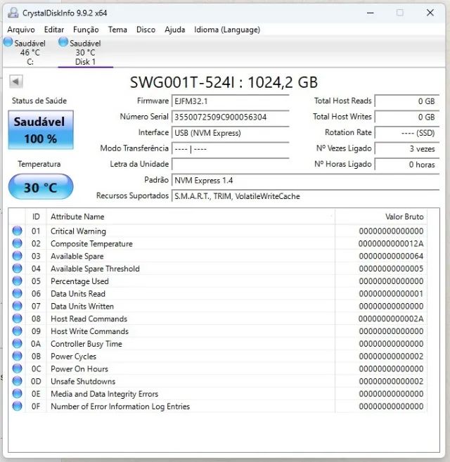 NMVE 1 TERABYTE NOVO SEM USO ZERO HORA DE USO  - Foto 3
