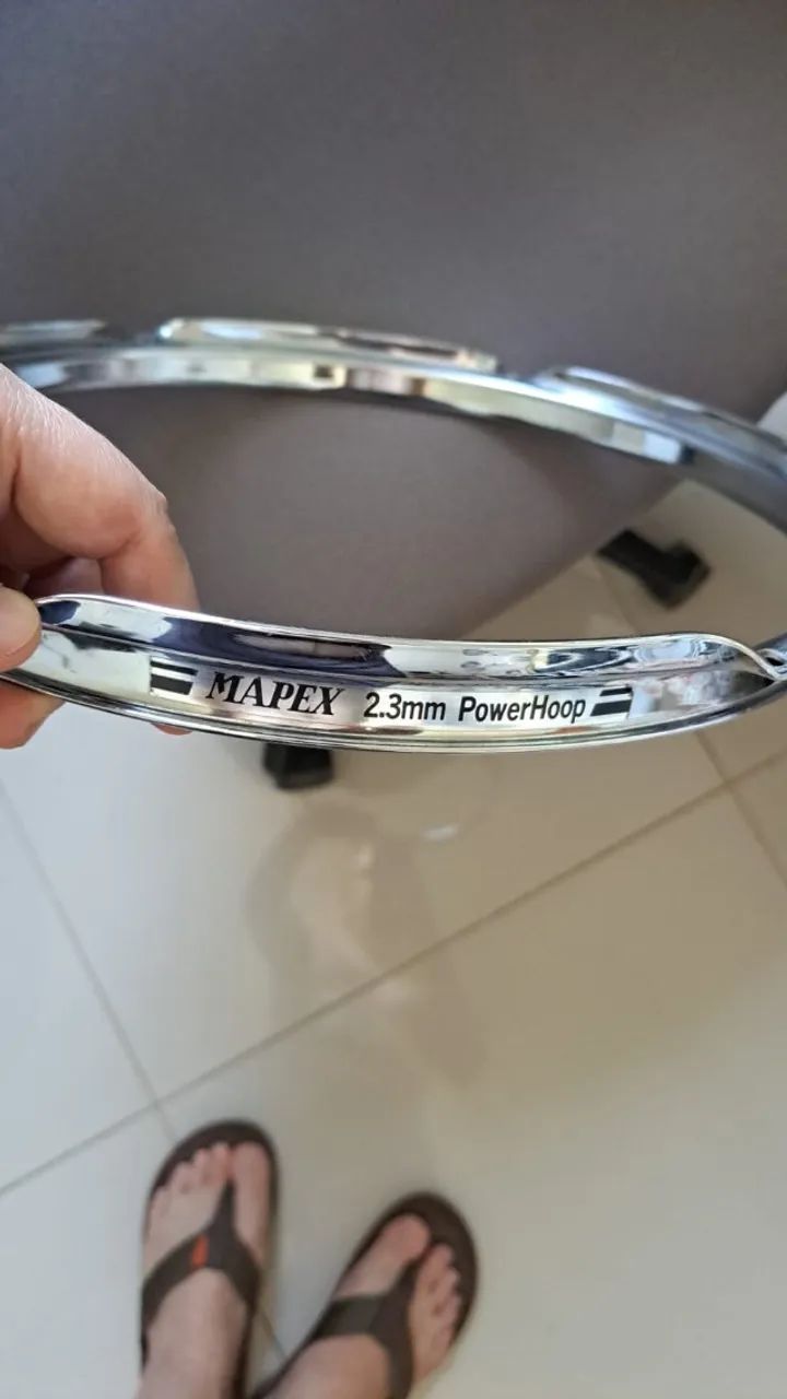 Aro mapex power hoop, 2.3 mm, 12 polegadas, 6 afinações.  