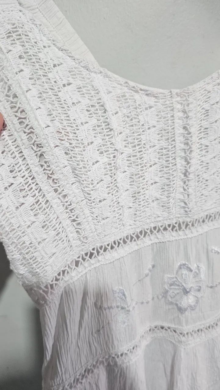 Vestido Longo Branco/Artesanal  - Foto 3