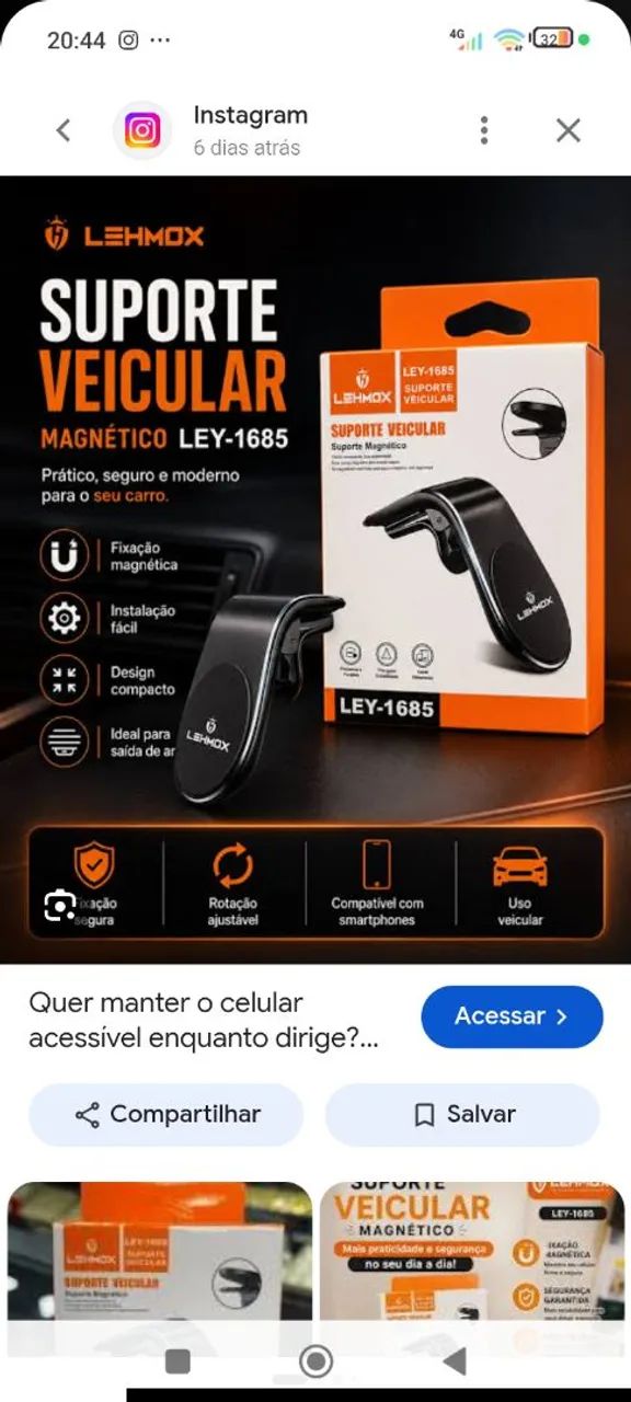 Suporte veicular magnetico