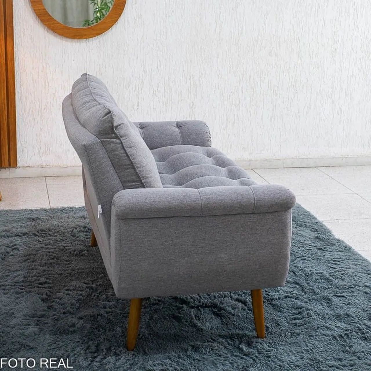 Poltrona 2 Lugares Linho Cinza  - Foto 4