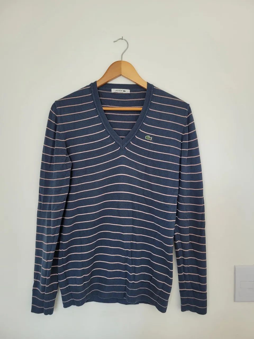blusa lacoste listrada azul 