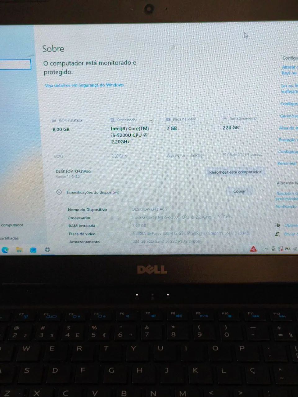 Notebook Dell Vostro Intel Core i5 8GB 240GB