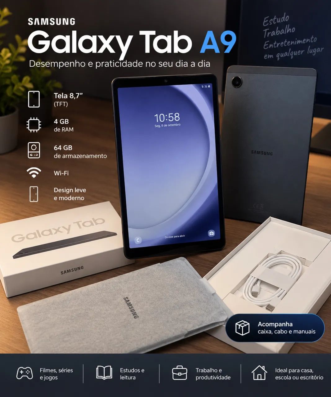 Samsung Galaxy Tab A9 64GB Wi-Fi | 4GB RAM | Completo