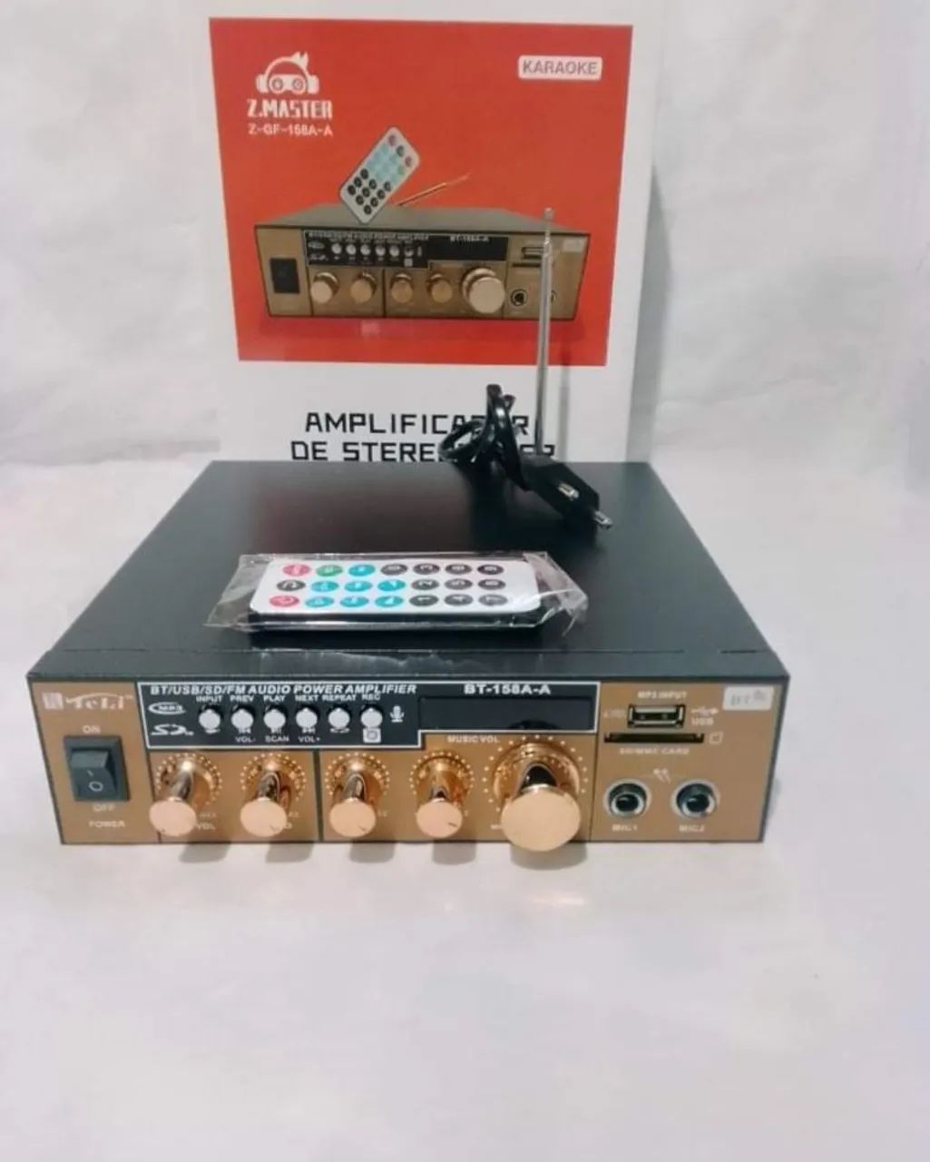 Amplificador de áudio com Bluetooth USB FM 