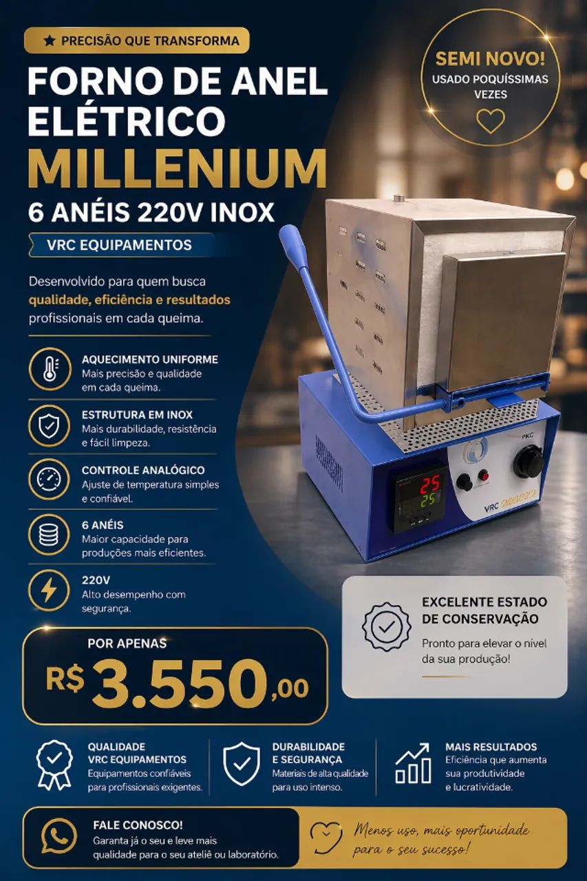 Forno De Anel Eletrico Millenium 6 Aneis 220v Inox - Vrc Equipamentos