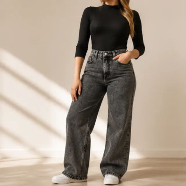 CALÇA JEANS WIDE LEG