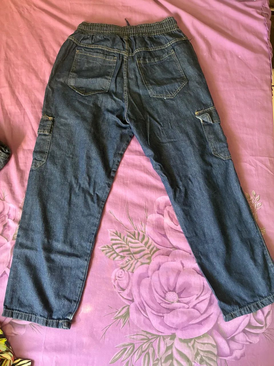 Calça Cargo Jeans Escura - Foto 3