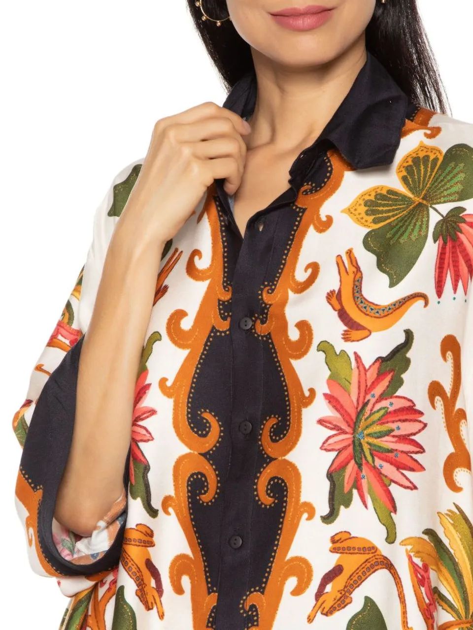 Camisa Farm Lenco Amazonia Chic - G - Foto 5
