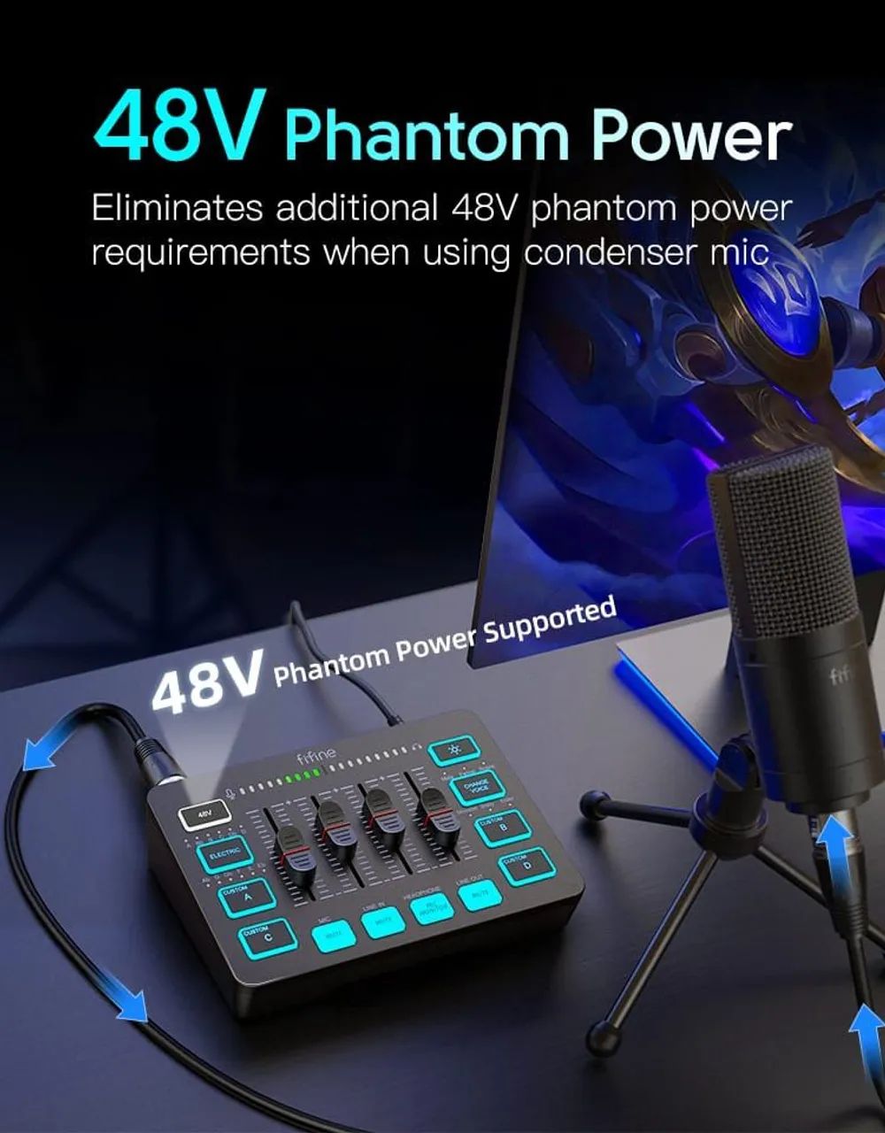 Promoção!!! Interface Mixer Áudio Fifine Ampligame SC3 - Foto 2