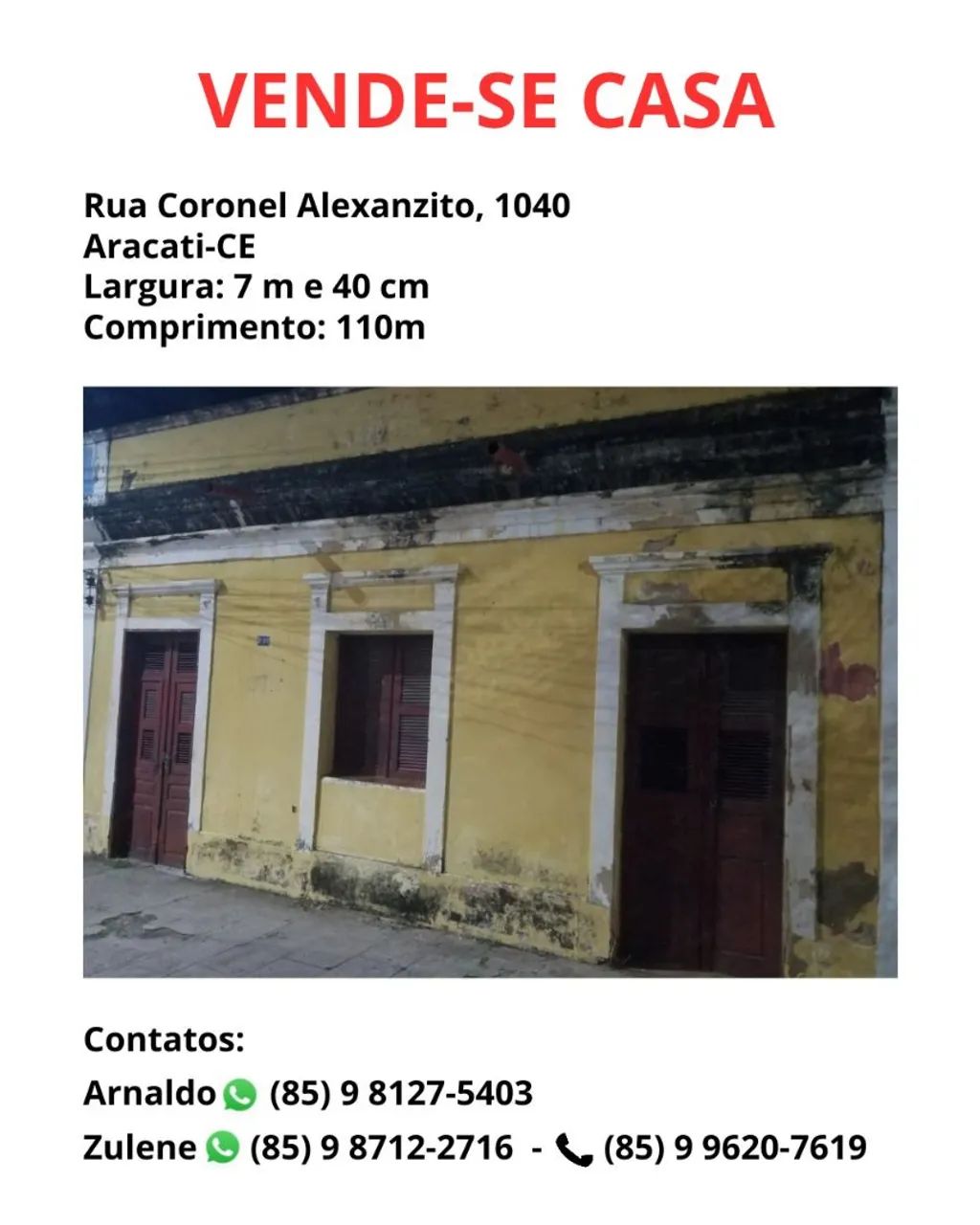 Vende-se casa Aracati Ceará 