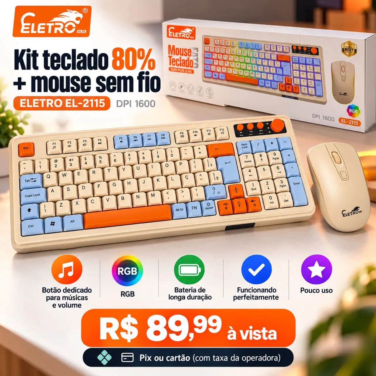 Kit mouse e teclado Gamer RGB