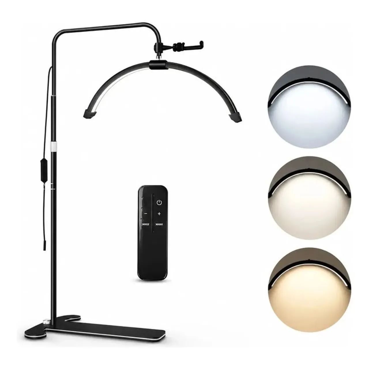 LUMINÁRIA MEIA-LUA PARA ESTÉTICA PRETO