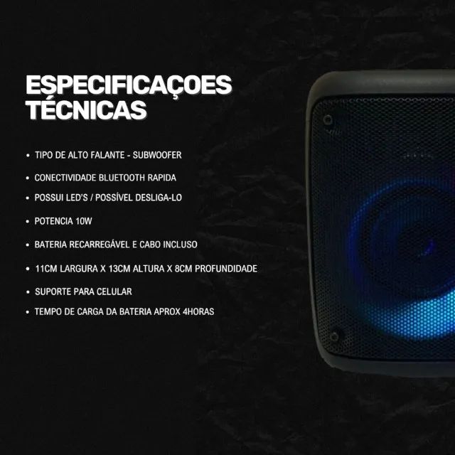 Caixa de Som Bluetooth Portátil Com Led Rgb - Foto 5