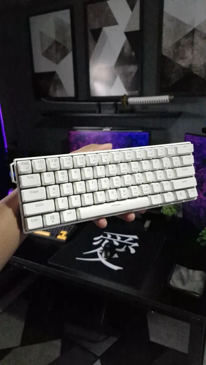 Teclado Mecânico Gamer AJAZZ x NACODEX NK61 Branco 60% (Switch Red