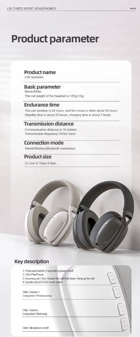 Headset sem fio SMAILWOLF L80 - Foto 5