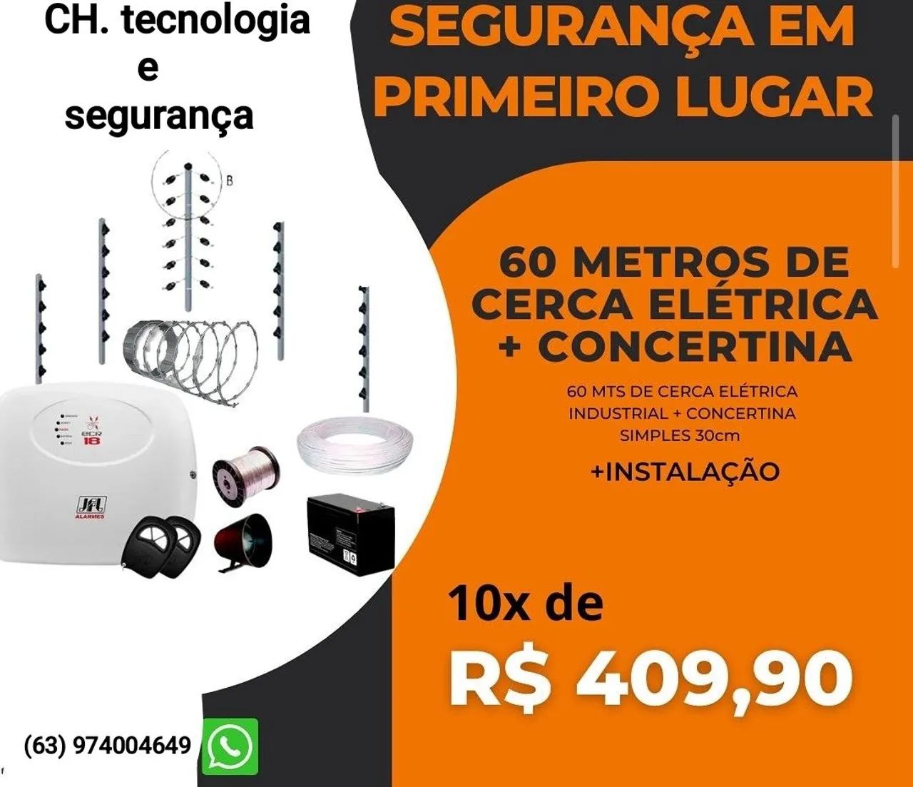 Cerca elétrica e concertina 