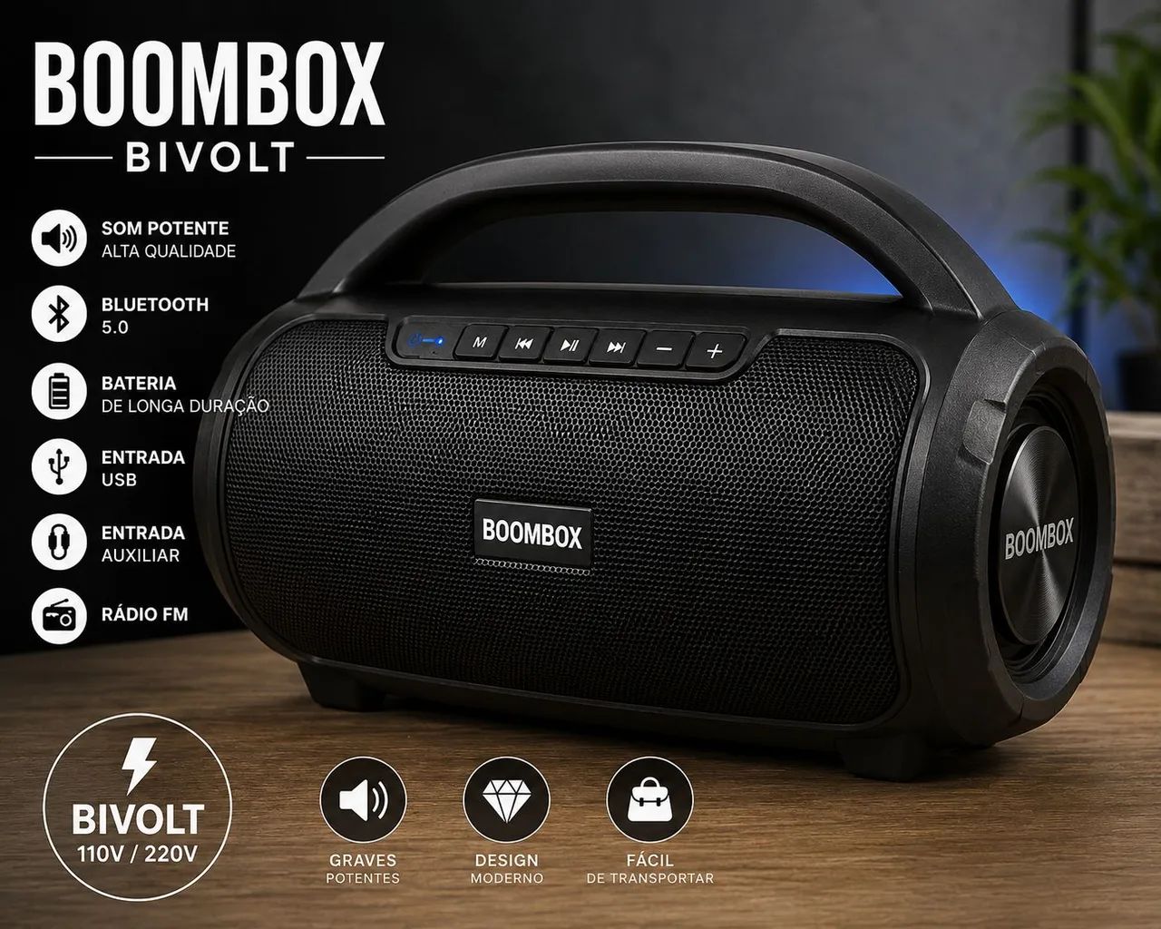 Caixa de som bombox bivolt - Foto 3