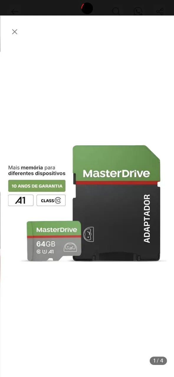 Cartão de memória  64 MB  MasterDrive