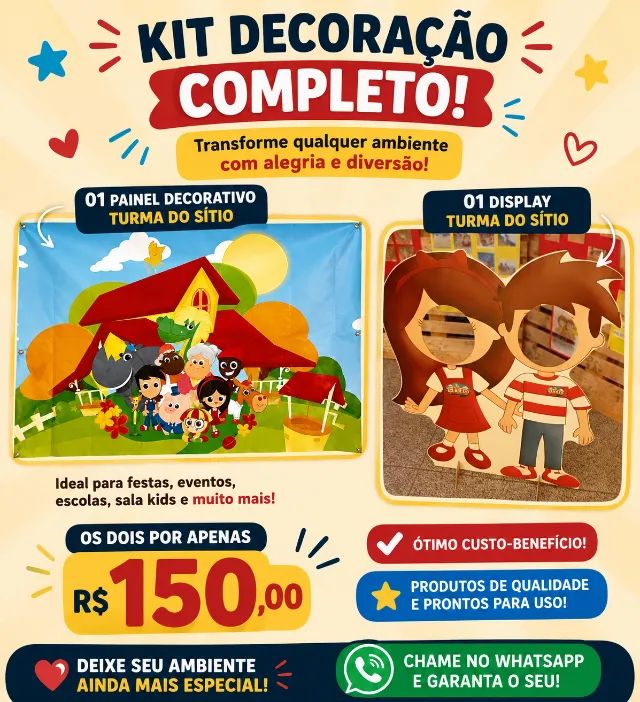 Kit decoração display e painel turma do sítio 