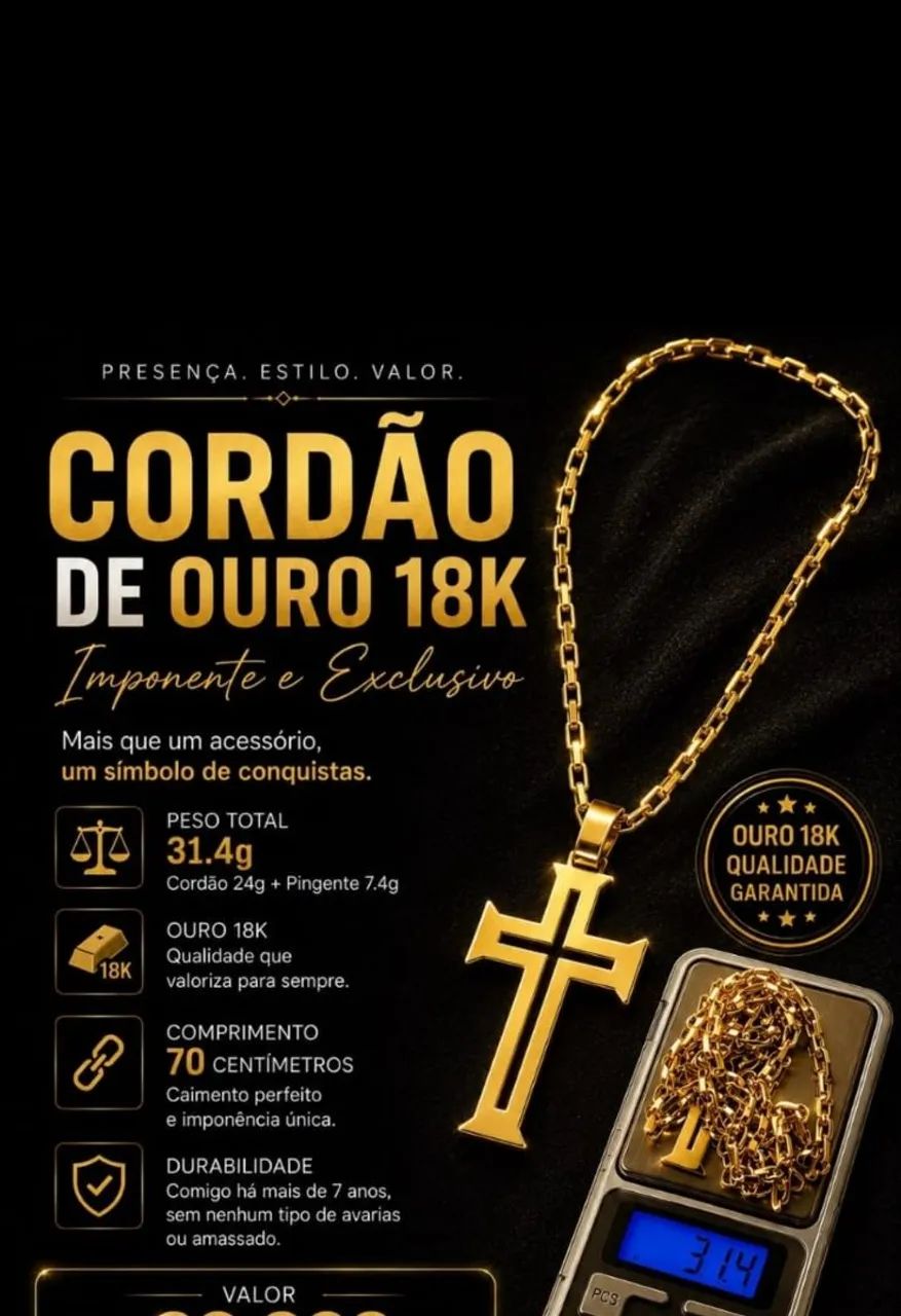 Cordão de ouro 18k  31.4g