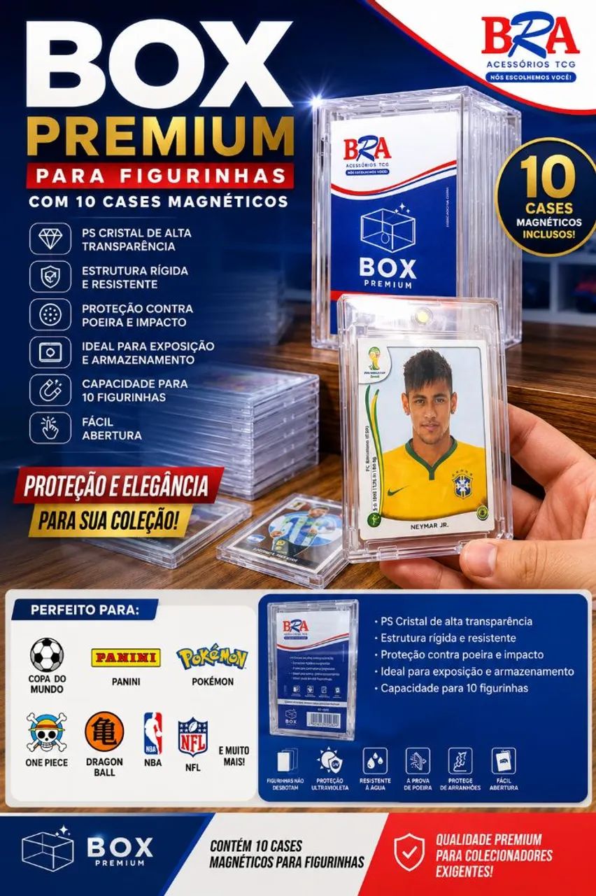 Box Premium toploader(case) acrílico magnético para figurinhas.