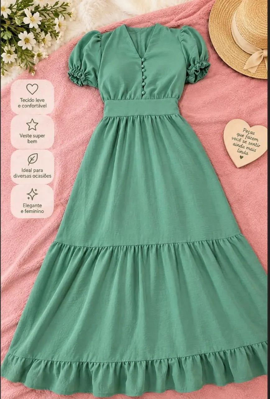 Vestido verde longo feminino 