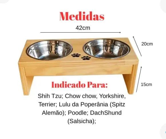 Comedouro Elevado Médio Duplo 2 Potes M<br> - Foto 4