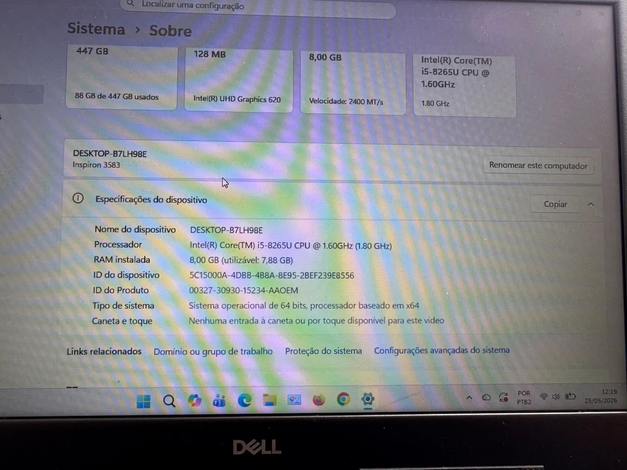 Notebook Dell Intel Core 15 8265U 8GB DDR4 447GB - Foto 2