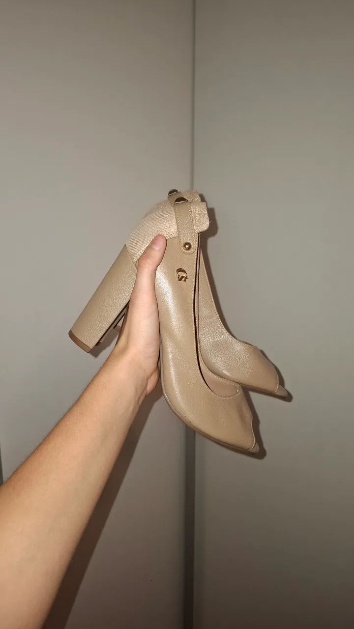 Salto Peep Toe Bege - Foto 3