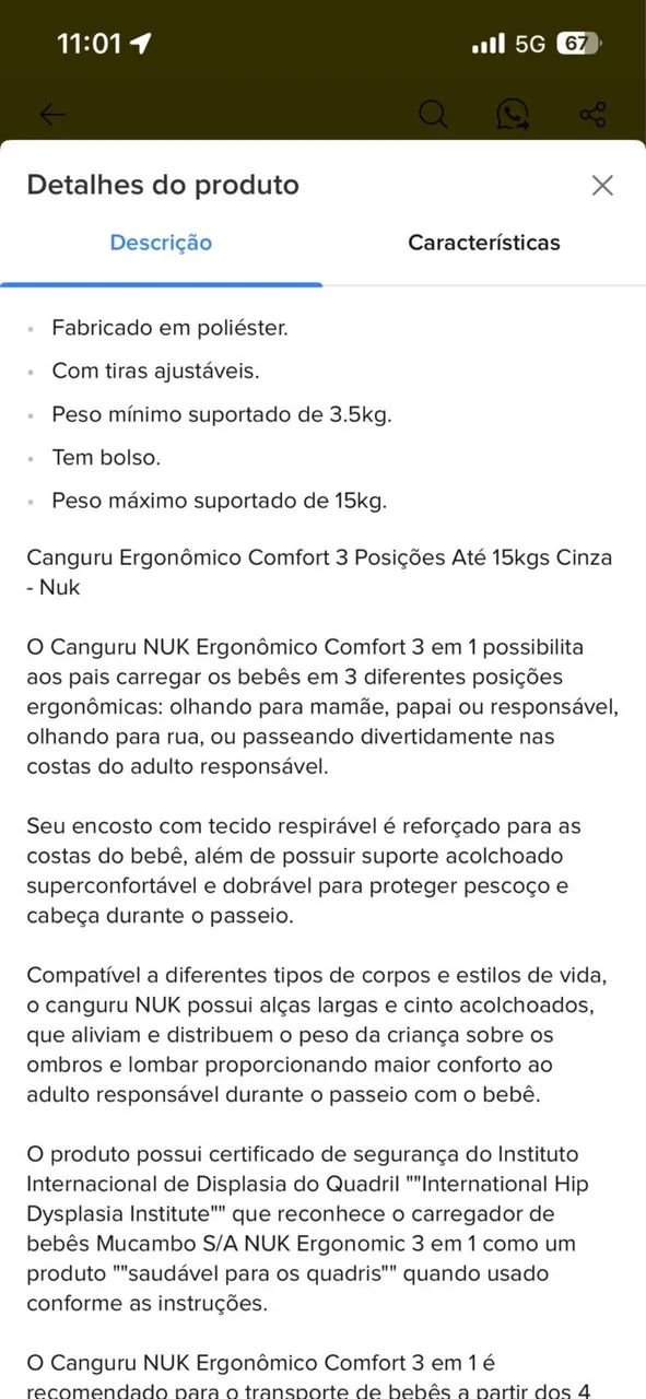Canguru ergonômico para bebê Nuk - Foto 4