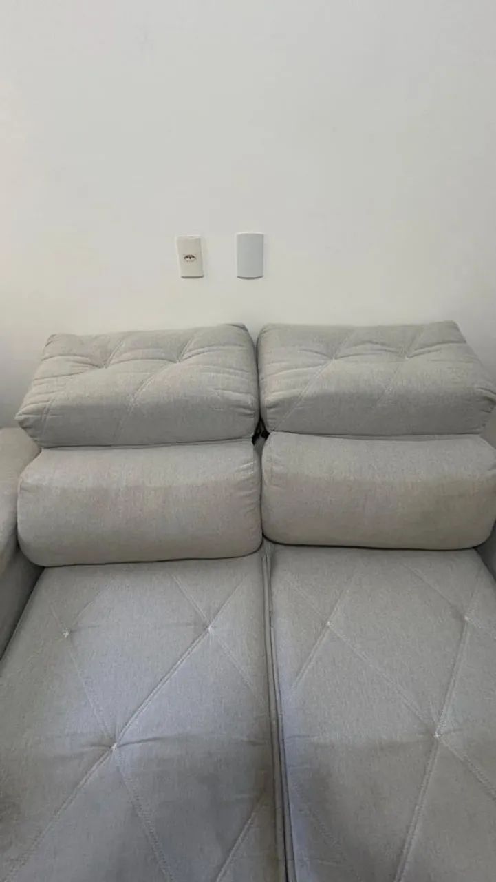 Sofá em linho cinza 2 lugares  - Foto 2