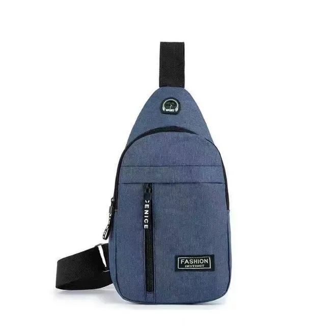 bolsa de peito azul estilo shoulder bag com alça transversal ajustável