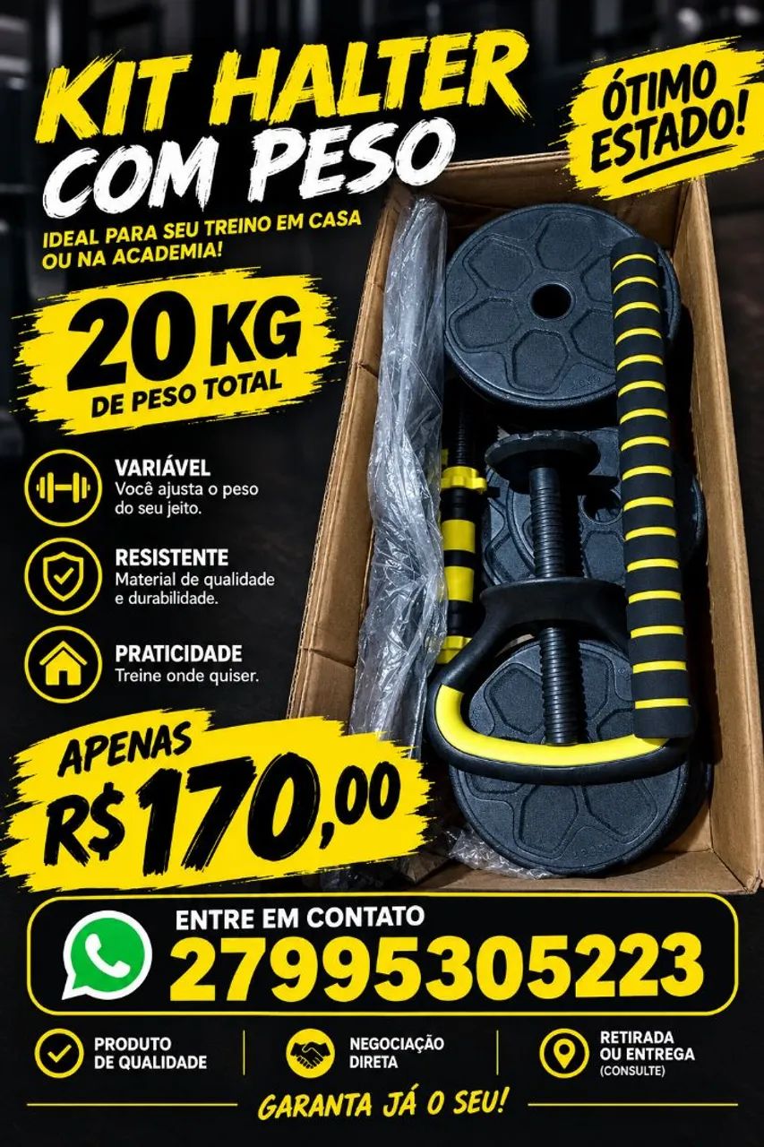 Vendo barra e halteres de 20kg