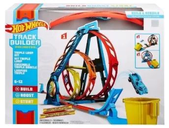 pista de percurso e veículo hot wheels track builder looping triplo mattel - Foto 3
