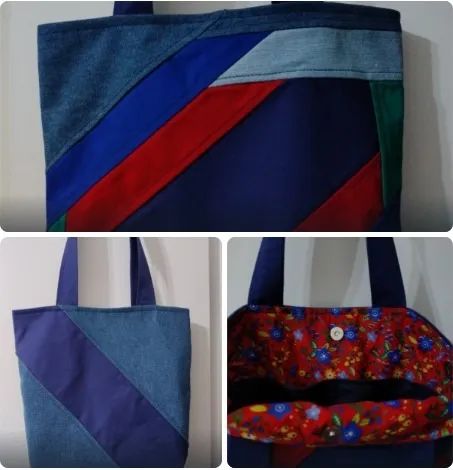 Bolsa em Jeans e Brim Artesanal modelo único Cod 073