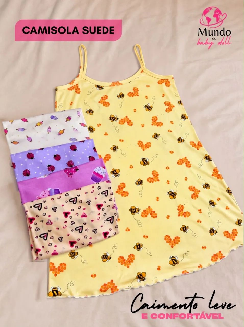Baby doll e Camisola em SUEDE 