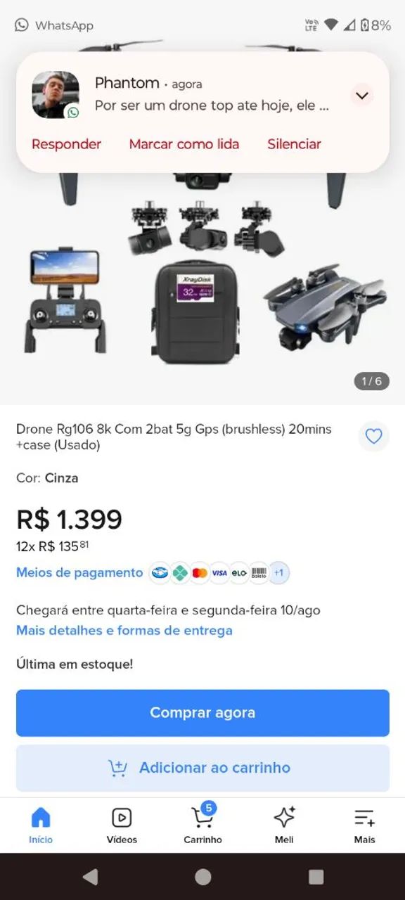 Drone excelente 3bateria guinbal de 3exo case  - Foto 4