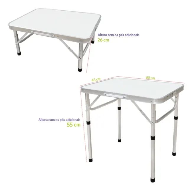 Mesa Dobrável para Camping 60x45cm em Alumínio e MDF - The Blacktools - NOVA