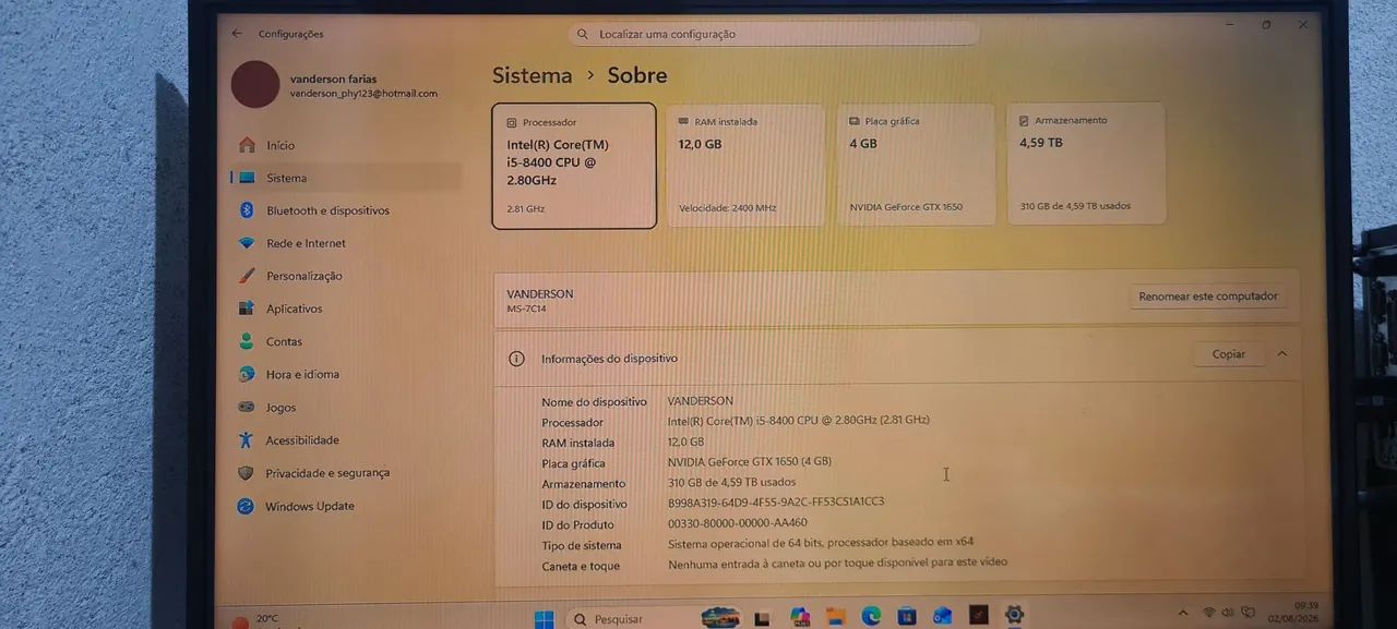 Pc gamer i5 8° geracao com gtx1650 4g - Foto 3