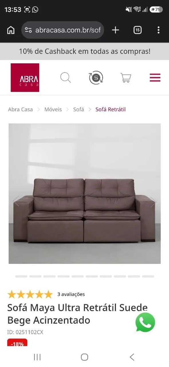 Sofá retrátil ABRACASA totalmente reestofado