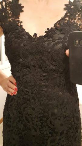 Vestido Social Longo Preto de Renda - Foto 2
