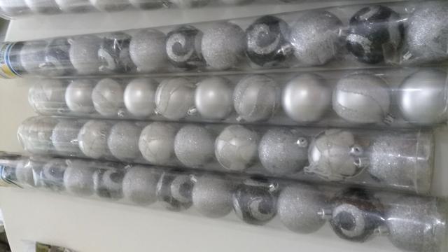 Bolas de Natal Prata com glitter 2 tubos por 10,00