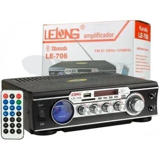 Amplificador Áudio Stereo Bluetooth Le-706 Karaokê Fm Mp3 Bivolt 110-220V  - Foto 2