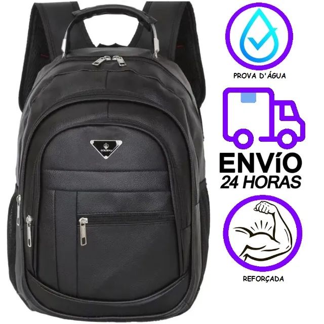 Mochila Couro Resistente Bem Espaçosa Faculdade Trabalho Viagem - Foto 5