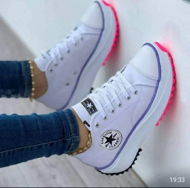 All Star Preto Cano Alto Plataforma, Tênis Feminino Converse Usado  87594439