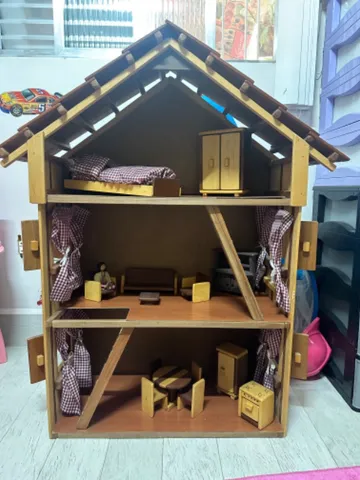 Móvel boneca Barbie de madeira MDF Sala Raque brinquedo Casinha Casa de  boneca com TV